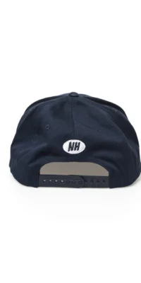 Back view of a black baseball cap with adjustable strap.